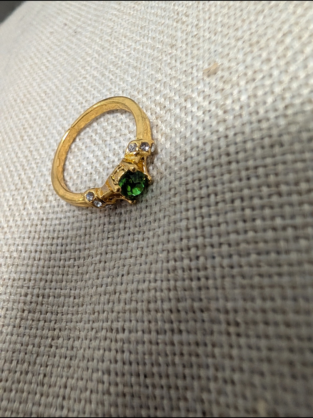 Gold Women’s Ring with Green Center Stone
